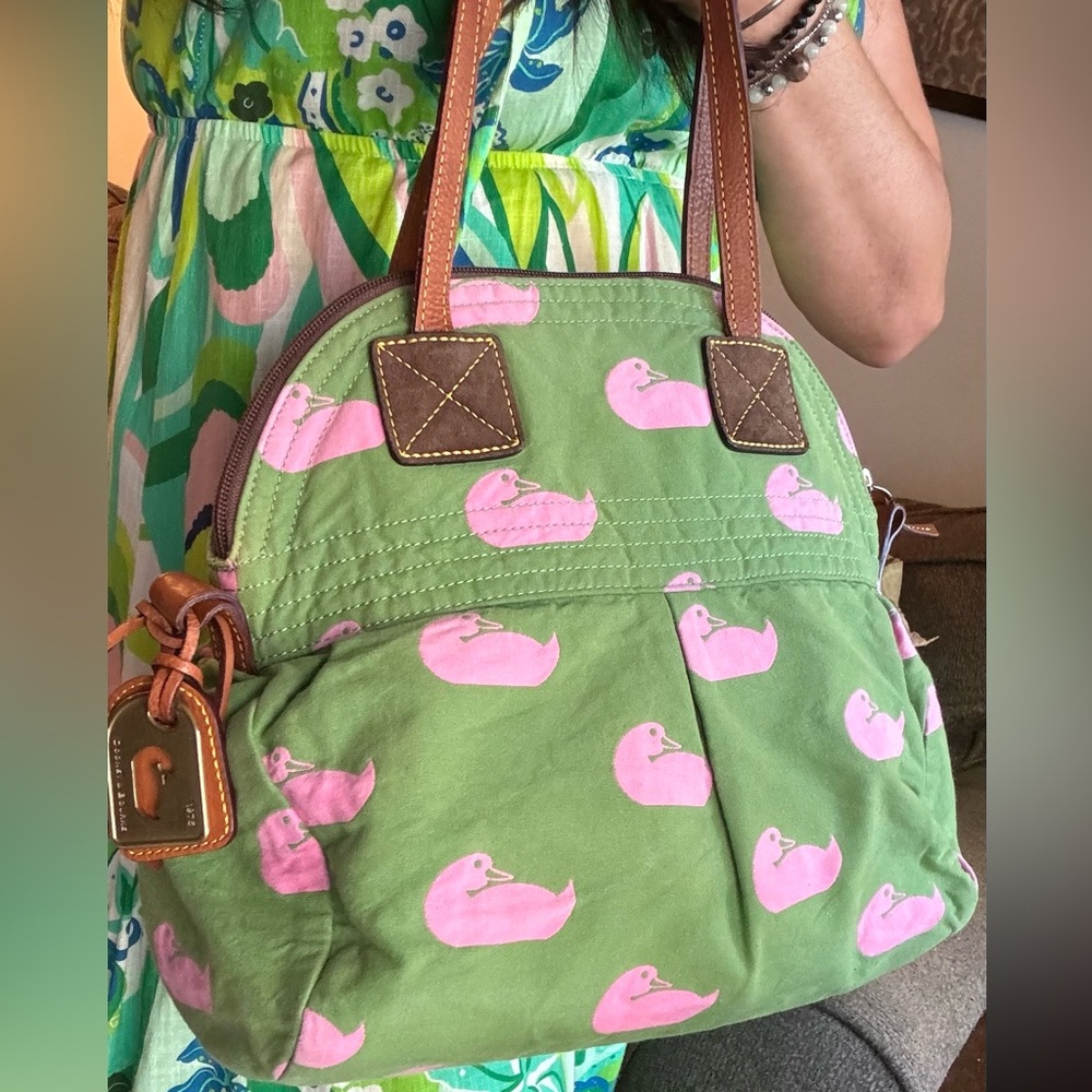 RARE🔥Authentic DOONEY & BOURKE Leather/cotton Duck print Satchel/Shoulder bag - Picture 5 of 16